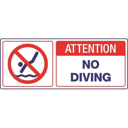 HY-KO 6 in. x 14 in. Attn No Diving Pool Sign 23022